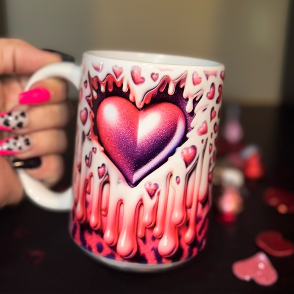 Hand Crafted Sublimated 3D Heart Mug - Picture 1 of 13